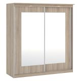 Guardaroba 2 Ante Marrone Rovere Traparente Appendiabiti 5 Ripiani 180x195h cm, 2 Ante - Lesale