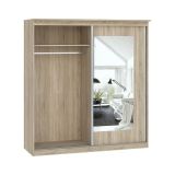 Guardaroba 2 Ante Marrone Rovere Traparente Appendiabiti 5 Ripiani 180x195h cm, 2 Ante - Lesale