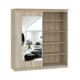 Guardaroba 2 Ante Marrone Rovere Traparente Appendiabiti 5 Ripiani 180x195h cm, 2 Ante - Lesale