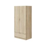 Guardaroba 2 Ante Marrone Rovere un Cassetto un Ripiano 80x170h cm, Appendiabiti - Budoia