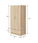 Guardaroba 2 Ante Marrone Rovere un Cassetto un Ripiano 80x170h cm, Appendiabiti - Budoia