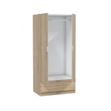 Guardaroba 2 Ante Marrone Rovere un Cassetto un Ripiano 80x170h cm, Appendiabiti - Budoia