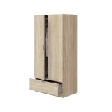 Guardaroba 2 Ante Marrone Rovere un Cassetto un Ripiano 80x170h cm, Appendiabiti - Budoia