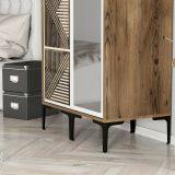 Guardaroba 2 ante Mirfak, Mobile camera da letto, Cabina armadio con ante, Armadio appendiabiti, 80x201h48 cm, Noce e Bianco
