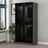 Guardaroba 2 Ante Nero Antracite Appendiabiti un Ripiano 90x210h cm, 2 Ante - Moconesi