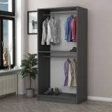 Guardaroba 2 Ante Nero Antracite Appendiabiti un Ripiano 90x210h cm, 2 Ante - Moconesi
