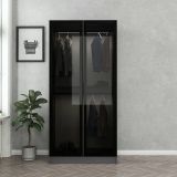 Guardaroba 2 Ante Nero Antracite Appendiabiti un Ripiano 90x210h cm, 2 Ante - Moconesi