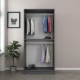 Guardaroba 2 Ante Nero Antracite Appendiabiti un Ripiano 90x210h cm, 2 Ante - Moconesi