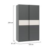 Guardaroba 2 Ante Nero Antracite Beige Cashmere 2 Ripiani Appendiabiti 120x204h cm, 2 Ante - Maba