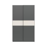 Guardaroba 2 Ante Nero Antracite Beige Cashmere 2 Ripiani Appendiabiti 120x204h cm, 2 Ante - Maba