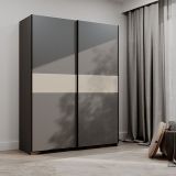 Guardaroba 2 Ante Nero Antracite Beige Cashmere 2 Ripiani Appendiabiti 150x204h cm, 2 Ante - Manita