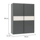 Guardaroba 2 Ante Nero Antracite Beige Cashmere 2 Ripiani Appendiabiti 150x204h cm, 2 Ante - Manita