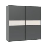 Guardaroba 2 Ante Nero Antracite Beige Cashmere 2 Ripiani Appendiabiti 200x204h cm, 2 Ante - Nalika