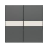 Guardaroba 2 Ante Nero Antracite Beige Cashmere 2 Ripiani Appendiabiti 200x204h cm, 2 Ante - Nalika
