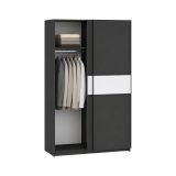Guardaroba 2 Ante Nero Antracite Bianco 2 Ripiani Appendiabiti 120x204h cm, 2 Ante - Maba