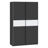 Guardaroba 2 Ante Nero Antracite Bianco 2 Ripiani Appendiabiti 120x204h cm, 2 Ante - Maba