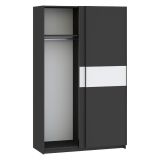 Guardaroba 2 Ante Nero Antracite Bianco 2 Ripiani Appendiabiti 120x204h cm, 2 Ante - Maba