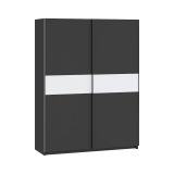 Guardaroba 2 Ante Nero Antracite Bianco 2 Ripiani Appendiabiti 150x204h cm, 2 Ante - Manita