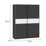Guardaroba 2 Ante Nero Antracite Bianco 2 Ripiani Appendiabiti 150x204h cm, 2 Ante - Manita