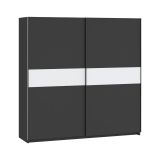 Guardaroba 2 Ante Nero Antracite Bianco 2 Ripiani Appendiabiti 200x204h cm, 2 Ante - Nalika