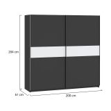 Guardaroba 2 Ante Nero Antracite Bianco 2 Ripiani Appendiabiti 200x204h cm, 2 Ante - Nalika