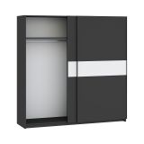 Guardaroba 2 Ante Nero Antracite Bianco 2 Ripiani Appendiabiti 200x204h cm, 2 Ante - Nalika