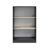 Guardaroba 2 Ante Nero Antracite Marrone Rovere 2 Ripiani 2 Ante 77x119h cm, Apertura Scorrevole - Stelvio