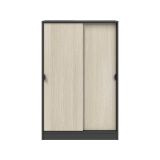 Guardaroba 2 Ante Nero Antracite Marrone Rovere 2 Ripiani 2 Ante 77x119h cm, Apertura Scorrevole - Stelvio