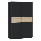 Guardaroba 2 Ante Nero Antracite Marrone Rovere 2 Ripiani Appendiabiti 120x204h cm, 2 Ante - Maba