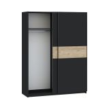 Guardaroba 2 Ante Nero Antracite Marrone Rovere 2 Ripiani Appendiabiti 150x204h cm, 2 Ante - Manita