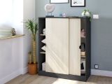 Guardaroba 2 Ante Nero Antracite Marrone Rovere 4 Ripiani 2 Ante 100x119h cm, Apertura Scorrevole - Resana