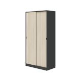 Guardaroba 2 Ante Nero Antracite Marrone Rovere 4 Ripiani Appendiabiti 100x200h cm, 2 Ante - Orgosolo