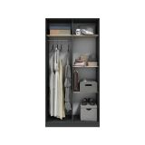 Guardaroba 2 Ante Nero Antracite Marrone Rovere 4 Ripiani Appendiabiti 100x200h cm, 2 Ante - Orgosolo