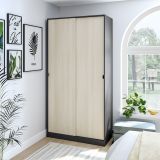 Guardaroba 2 Ante Nero Antracite Marrone Rovere 4 Ripiani Appendiabiti 100x200h cm, 2 Ante - Orgosolo