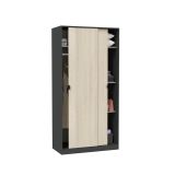 Guardaroba 2 Ante Nero Antracite Marrone Rovere 4 Ripiani Appendiabiti 100x200h cm, 2 Ante - Orgosolo