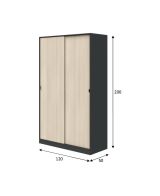 Guardaroba 2 Ante Nero Antracite Marrone Rovere 4 Ripiani Appendiabiti 120x200h cm, 2 Ante - Fiora