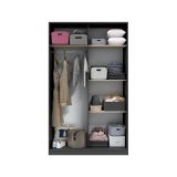 Guardaroba 2 Ante Nero Antracite Marrone Rovere 4 Ripiani Appendiabiti 120x200h cm, 2 Ante - Fiora