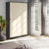 Guardaroba 2 Ante Nero Antracite Marrone Rovere 4 Ripiani Appendiabiti 120x200h cm, 2 Ante - Fiora