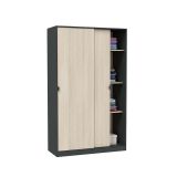 Guardaroba 2 Ante Nero Antracite Marrone Rovere 4 Ripiani Appendiabiti 120x200h cm, 2 Ante - Fiora