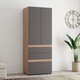 Guardaroba 2 Ante Nero Antracite Marrone Rovere Nodi Appendiabiti un Ripiano 79x208h cm, 2 Ante - Venas