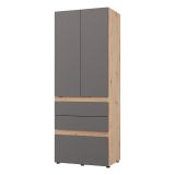 Guardaroba 2 Ante Nero Antracite Marrone Rovere Nodi Appendiabiti un Ripiano 79x208h cm, 2 Ante - Venas