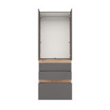 Guardaroba 2 Ante Nero Antracite Marrone Rovere Nodi Appendiabiti un Ripiano 79x208h cm, 2 Ante - Venas