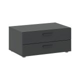 Guardaroba 2 Ante Nero Antracite Nero un Ripiano 2 Cassetti 74x214h cm, Appendiabiti - Buriasco