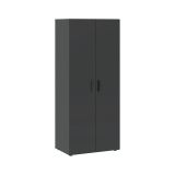 Guardaroba 2 Ante Nero Antracite Nero un Ripiano 2 Cassetti 74x214h cm, Appendiabiti - Buriasco