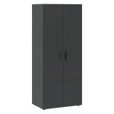 Guardaroba 2 Ante Nero Antracite un Ripiano Appendiabiti 74x179h cm, 2 Ante - Malvito