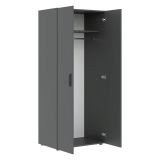 Guardaroba 2 Ante Nero Antracite un Ripiano Appendiabiti 74x179h cm, 2 Ante - Malvito