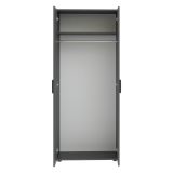 Guardaroba 2 Ante Nero Antracite un Ripiano Appendiabiti 74x179h cm, 2 Ante - Malvito