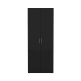 Guardaroba 2 Ante Nero Appendiabiti 5 Ripiani 78.7x200.9h cm, Apertura Battente - Argor