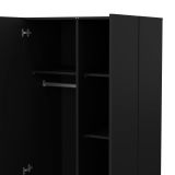 Guardaroba 2 Ante Nero Appendiabiti 5 Ripiani 78.7x200.9h cm, Apertura Battente - Argor
