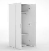 Guardaroba 2 ante Paulette, Mobile camera da letto, Cabina armadio portabiti, Armadio appendiabiti, 77x49 h175 cm, Bianco